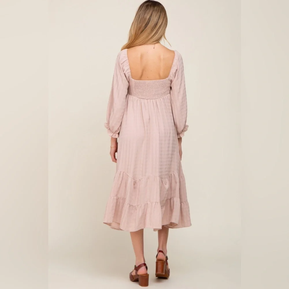 Pinkblush gingham checkered texture balloon sleeve midi dress nwt - Picture 3 of 5